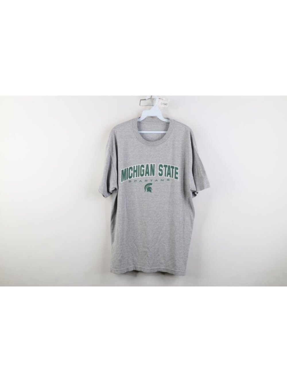 Vtg 90s Y2K Mens Large Spell Out Michigan State University T-Shirt Heather Gray